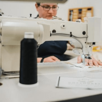 Jessica sewing a Children's Mattress cover